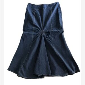 Dark Wash Denim Flared Skirt Y2K